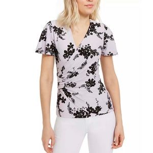 Michael Kors Floral Side-Ruched Top